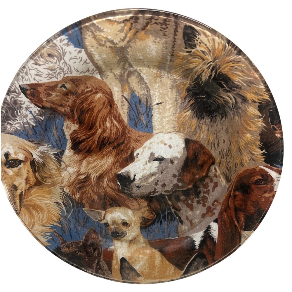 Round Tapestry Plate Fabric‎ Dog Portrait Collection 10" - Picture 2 of 2